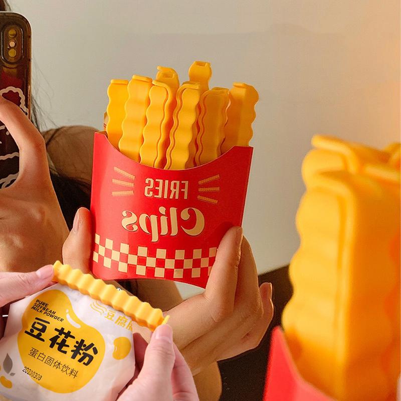 12PCS French Fry Shaped Sealing Clip Food Clips Plastic Bag Bag Clip for Snack Seasoning Sealing Strip Kitchen Storage DJ004