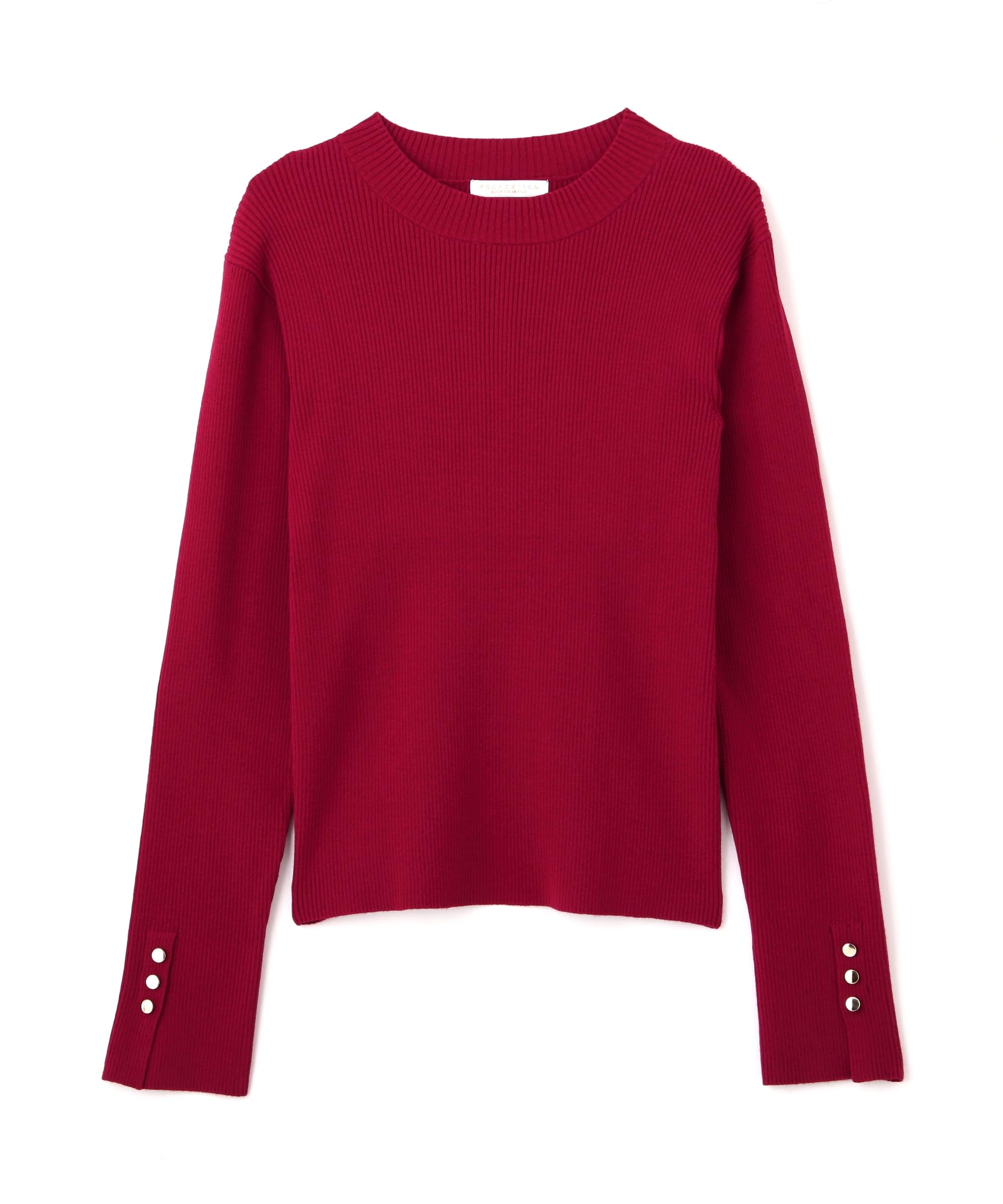 

Proportion Body Dressing Buttoned Bottle Neck Rib Knit Red Women s Sweater,