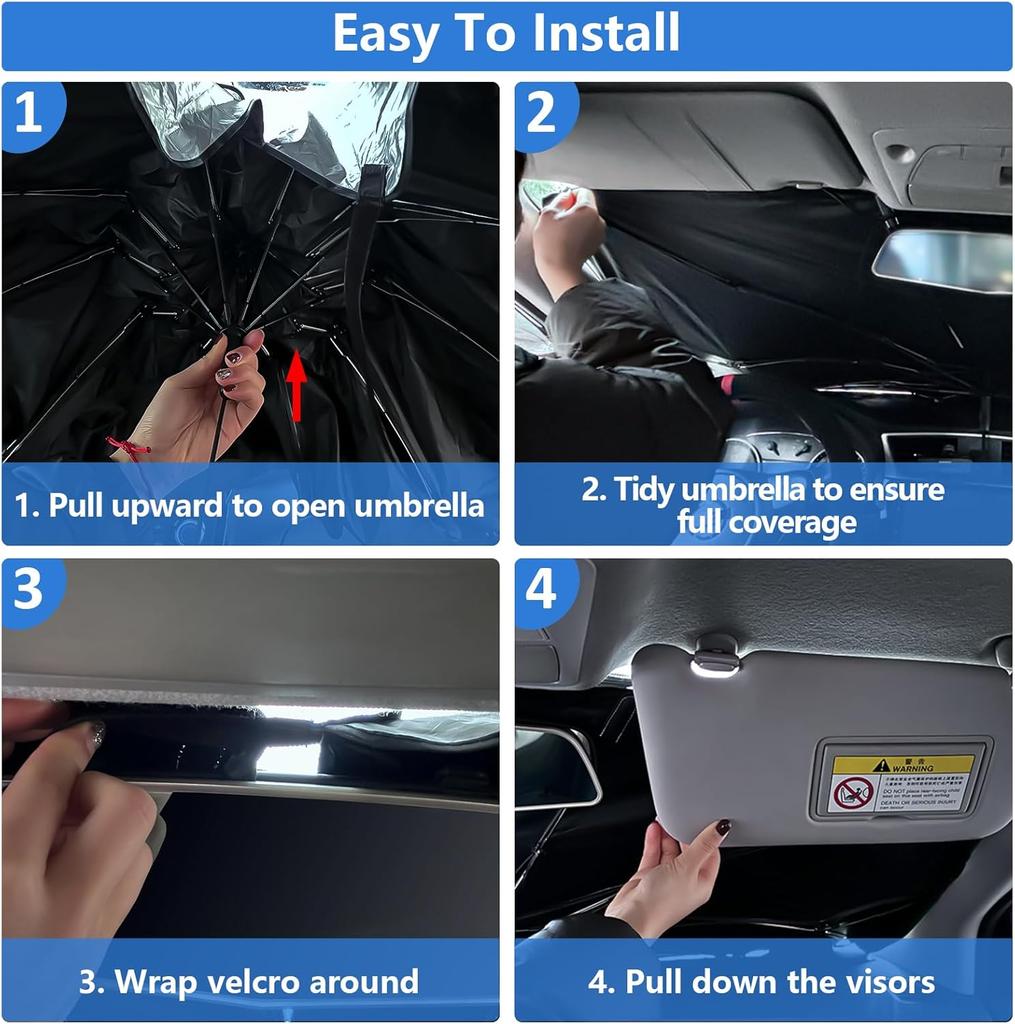 Verbessertes Auto-Biegerohr Fensterbrechergriff Sonnenschutz Geeignet für acht Größen von Sonnenschutz für verschiedene Modelle wie Tesla MPV