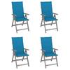 vidaXL High-back Chair Adjustable 4 Pcs. with Cushions Solid Wood Acacia
