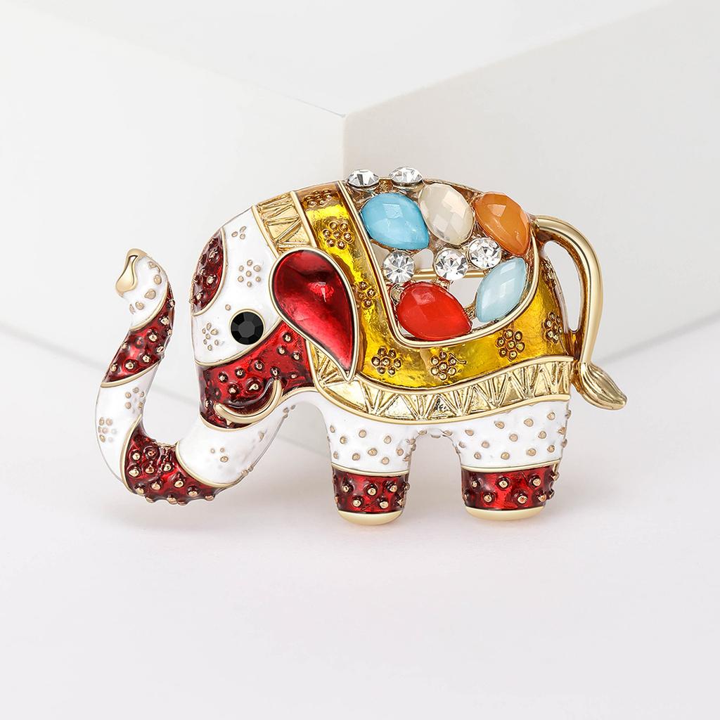 Vintage Elephant Enamel Drip Oil Exotic Style Brooch Clothing Accessories