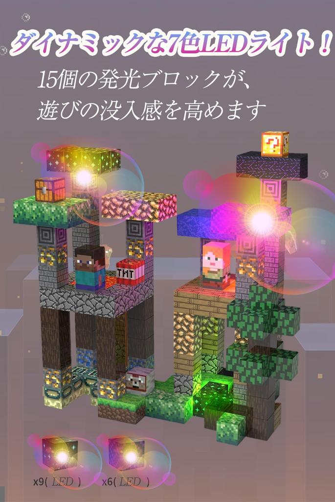 YOIKO Magnetic Blocks 180PCS Teleport Theme Minecraft Style Magnetic Block Set 2cm with 15 Blocks Educational Toy for Elementary School Kindergarten