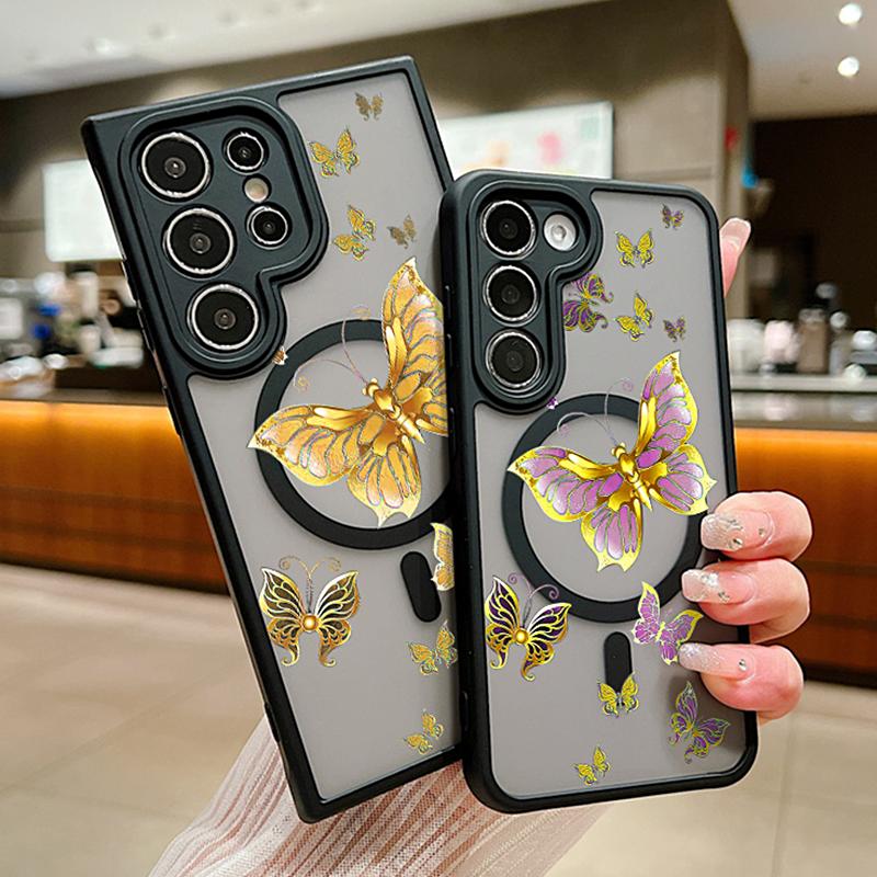 Colorful Butterfly Case For Samsung Galaxy S24 S23 S22 Ultra S22 Plus S23 FE Magnetic For Magsafe Wireless Charging Phone Cover