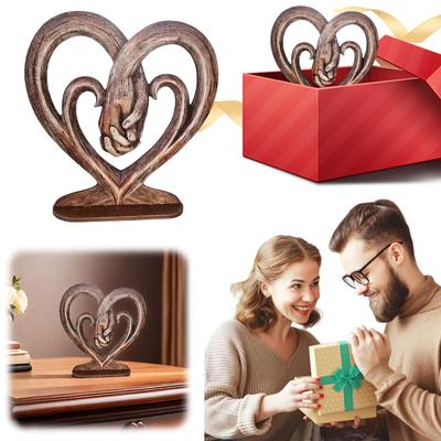 Valentinstag Herz Hände haltend Kunst Skulptur Imitation Baumstamm Ewige Liebe Statue Herz Hand Ästhetische Dekorationen Geschenk