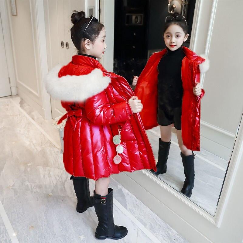Girls Winter Thickened Warm Jacket Long Warm Top Shiny Plus Size Zipper Jacket