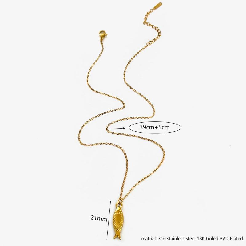 

Дизайн Нержавеющая сталь Золотое покрытие Подвеска в виде рыбки Колье-ключица для женщин Водонепроницаемые Ювелирные аксессуары для пляжной вечеринки