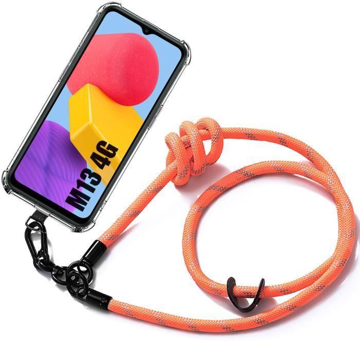 Coque - Samsung - Galaxy M13 - Antichoc - Anti-Rayures - Lanière Détachable Orange