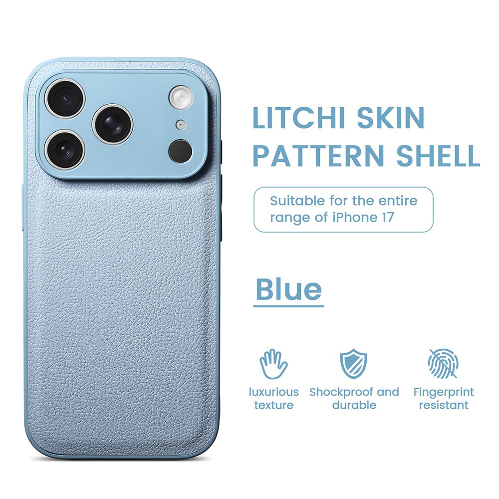 Plain Lychee Pattern Sense Large Window Phone Case For For Iphone 17 Air 16 1 14 Plus 13 Pro Max Advanced Shockproof Cover