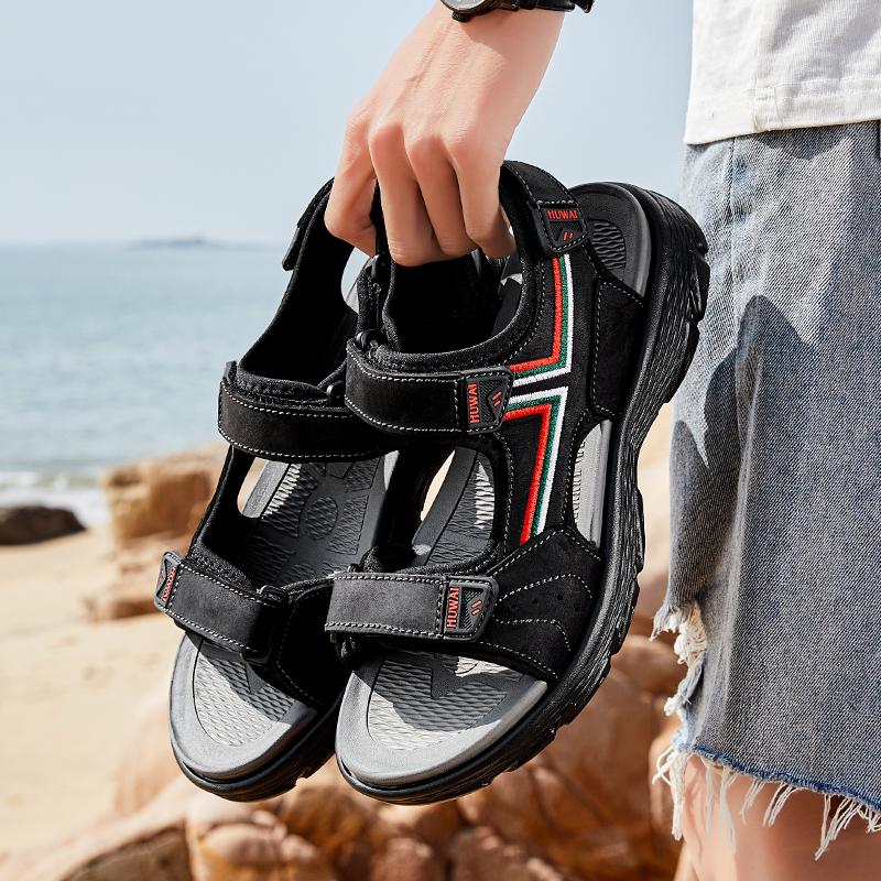 38-46 Summer Men's Leather Outdoor Sport Sandals  Casual Non-Slip Beach Sandals for Men