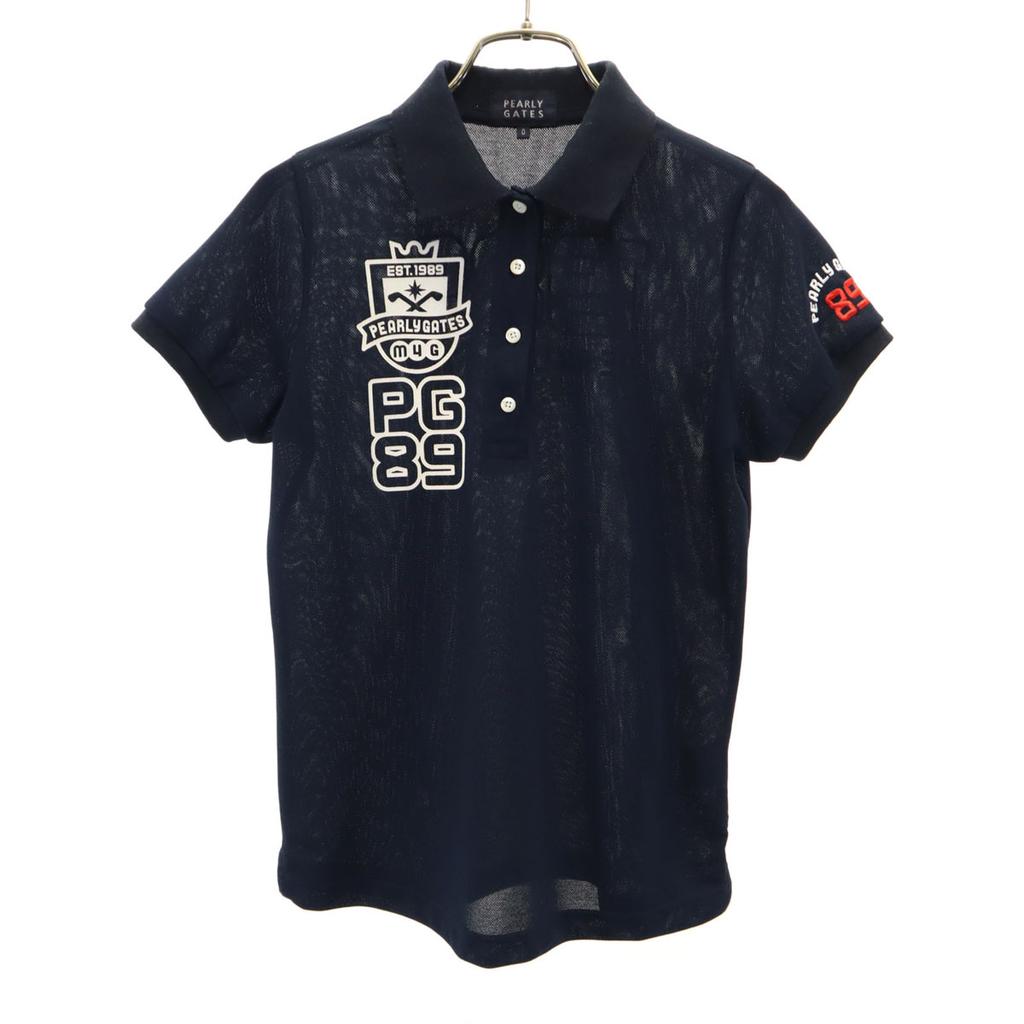 Pearly Gates Made In Japan Short Sleeve Polo Shirt Navy Women Used
