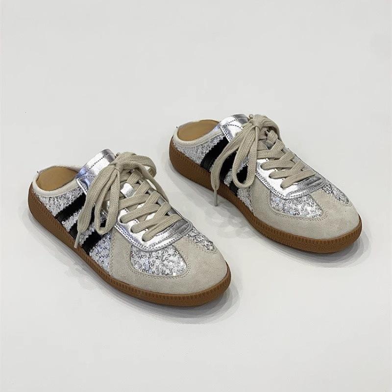 Casual moral training bag head half slippers women's 2025 spring and summer wear retro large size without heel and one pedal lazy shoes