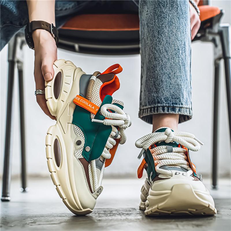 New Design Men's Green Sneakers Lace-Up Platform Men Casual Sneaker Comfortable Breathable Fashion Sneakers Man Chaussure Hommes