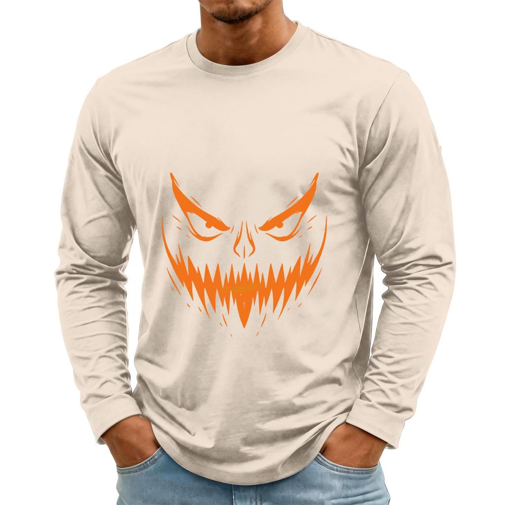 Men's Casual Long Sleeve Neck T-Shirt for Halloween