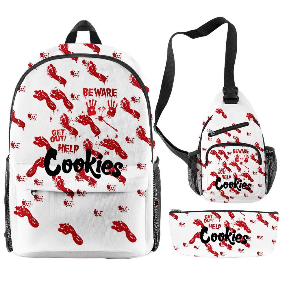 Cook 3D Digital Color Printing Backpack Set Oxford Cloth Waterproof And Wear-Resistant Three-Piece Backpack