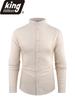 Men's Cotton Plain Collar Shirt Long Sleeve Formal Casual Lightweight Breathable Solid Color Button Down Men's Tops
