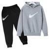 Kids Autumn Winter Hoodie Boy Girl 3-13Yrs Letter Print Clothing Casual Top+Trousers 2P Child Gift Brand Sports Coat Jogging Set