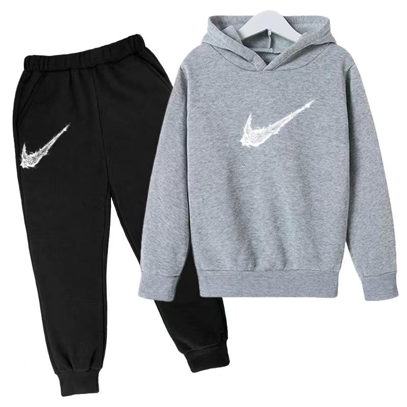 Kids Autumn Winter Hoodie Boy Girl 3-13Yrs Letter Print Clothing Casual Top+Trousers 2P Child Gift Brand Sports Coat Jogging Set