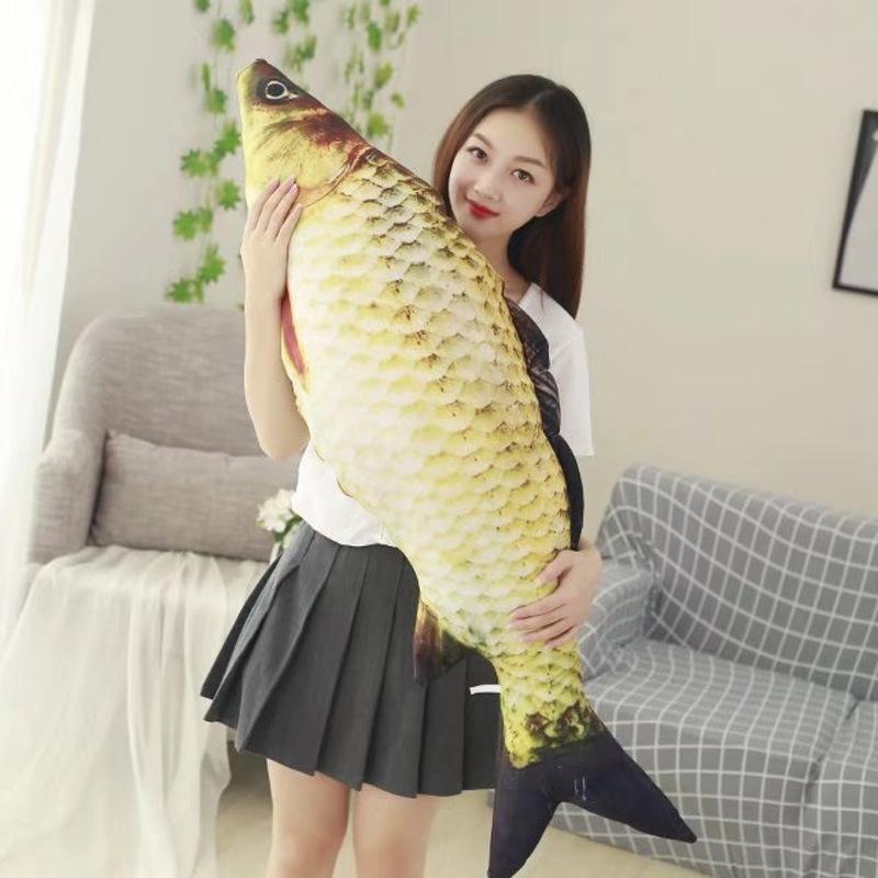 Creative Simulation Crucian Carp Throw Pillow Cushion Doll Salted Fish Big Doll Plush Toy Spoof Whole Person Birthday Gift Woman