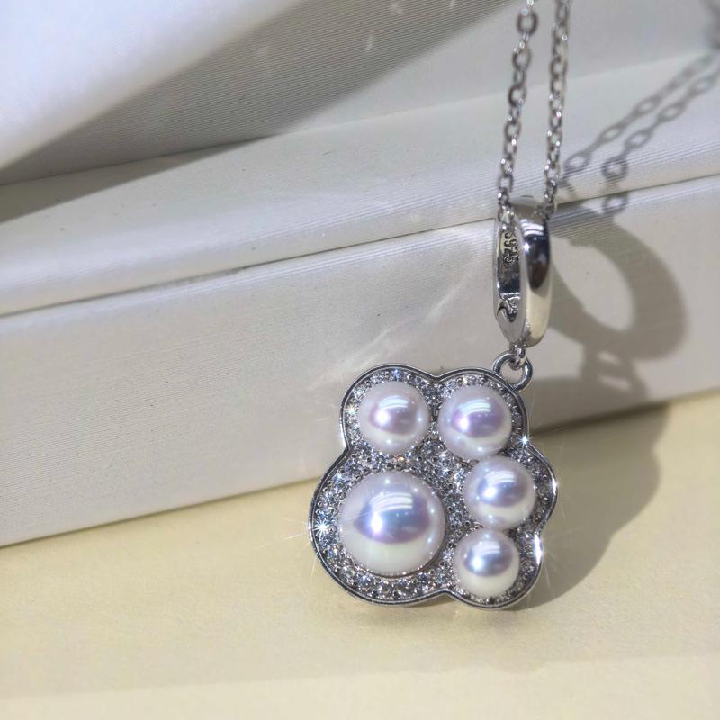 Zhuji Sötvattenspärlhalsband med S925 Silver Kattassberlock Choker