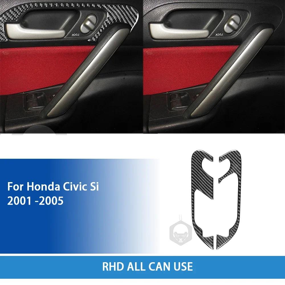 For Honda Civic Si 2001 2002 2003 2004 2005 Accessories Carbon Fiber Car Interior Door Handle Panel Trim Sticker