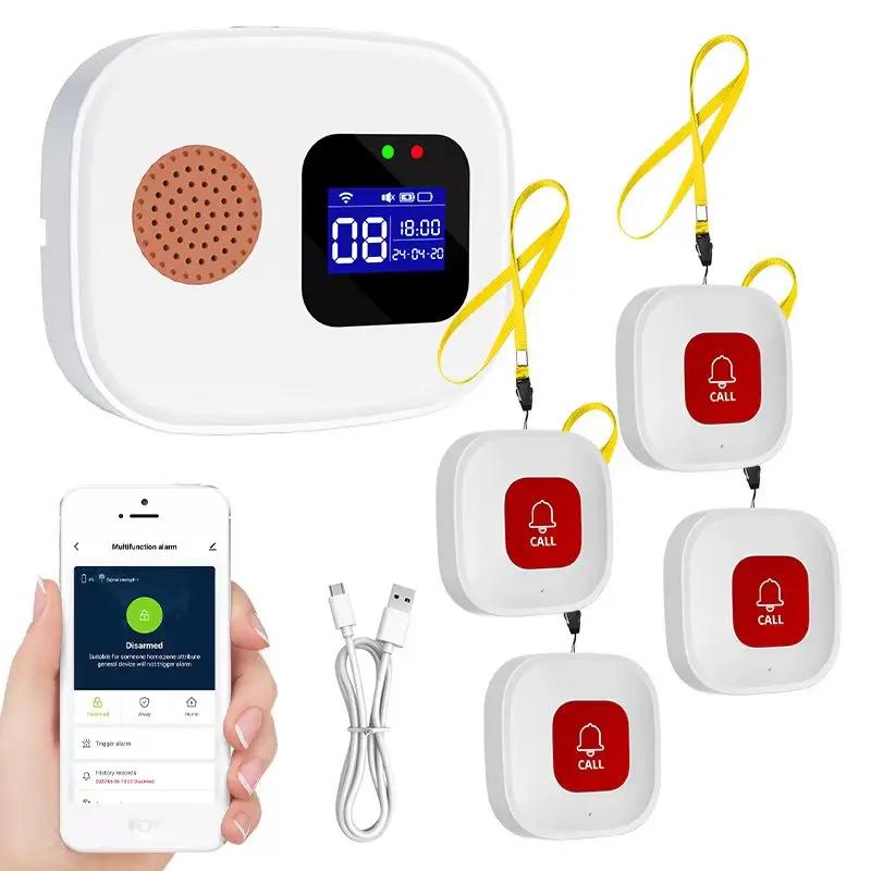 Tuya SOS WiFi Kabelloses Pfleger-Pager-Rufknopf-System Notfall-Alarmknopf für Senioren, Patienten, Behinderte, Ältere, Innenbereich
