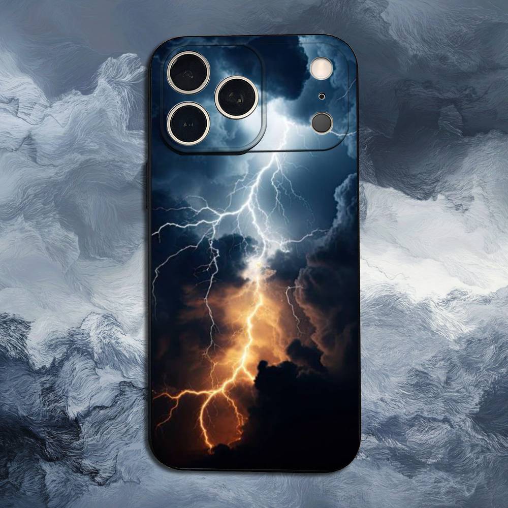 T-Thunderbolt L-Lightning For iPhone 13,17,11,12,16,14,15,Plus,Pro Max,XS,X,XR,SE,Mini,8,7,Soft Silicone Black Phone Case