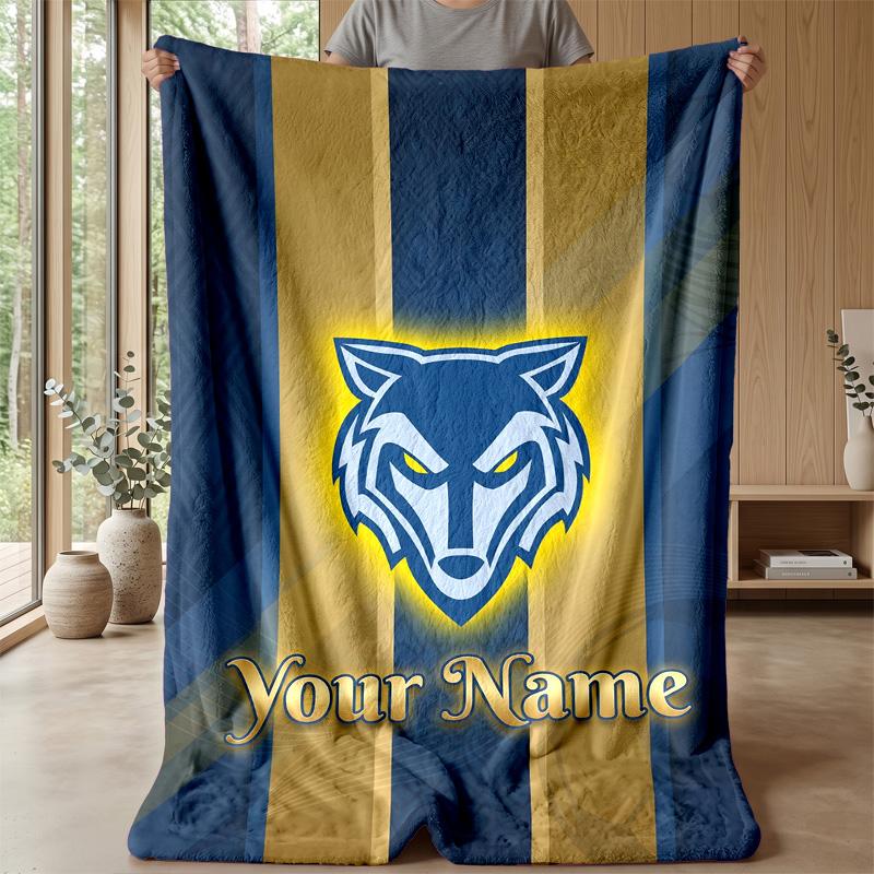 Warrington Wolves Custom Flannel Throw Blanket Print Your Name Text Soft Warm Blanket Holiday Present