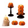 Halloween Flameless Candle Stacked Jack-O'-Lantern LED Candle Light-up Pumpkin Ghost Candle Lamp for Mantel Shelf Dining Table