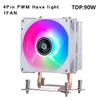 Tower Type Radiator Processor 2/4/6 Heat Pipe Air-cooled CPU Cooler White Fan mute Install slots LGA2011 2066 2099 xeon x79 x99