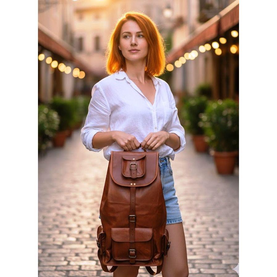 

Дорожный рюкзак из натуральной кожи буйвола для ноутбука и колледжа | коричневый кожаный рюкзак для мужчин и женщин из кожи буйвола | Персональный подарок для него, для нее 22 x 10 x 9 in коричневый