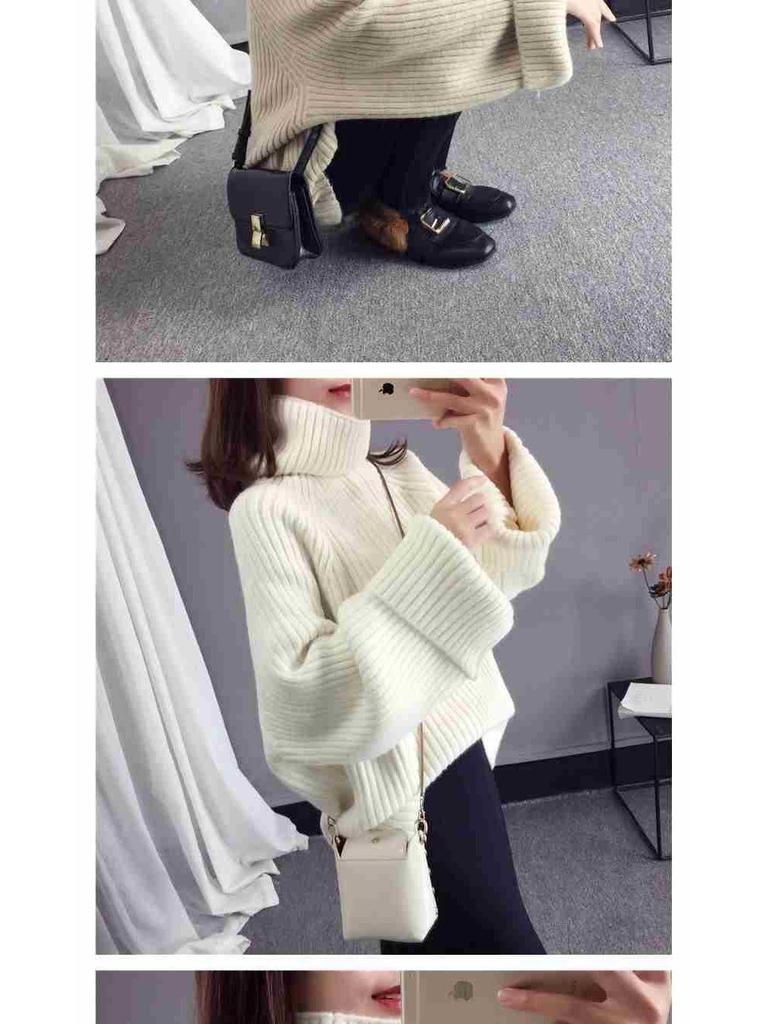 Women's Loose Korean-Style Turtleneck Sweater - 2024 Autumn/Winter Trendy Knitted Pullover