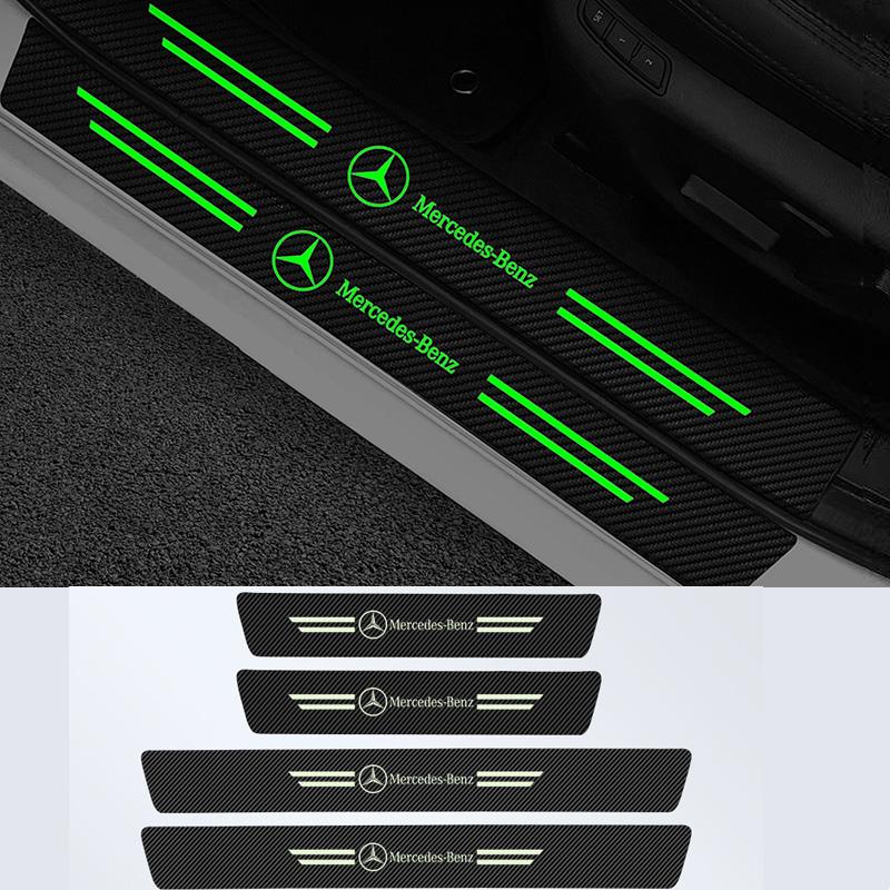 GLC GLB Car Luminous Threshold Protect Auto Emblem Sticker Accessories For Mercedes Benz AMG Brabus Smart Maybach W204 GLC CLA