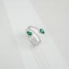 925 Sterling Silver Emerald Snake Wrap Ring with Double Water Drop Design