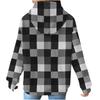 Damenmode Lockerer Kapuzenpullover Langarm Kariertes Sweatshirt mit Kordelzug Überschnittene Schultern und Tasche Print Top