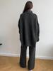 Women's Autumn/Winter High-Neck Sweater and Knit Pants Set - European/American Style, Loose Fit, Thick, Casual