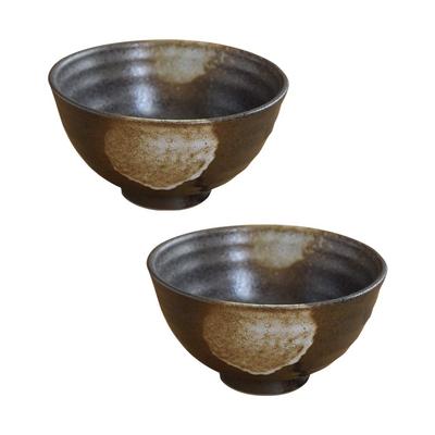 Tableware East Black Bizen Tea Set of Japanese Rice Large Bowls Bowls, 2, Tableware, Bowls,