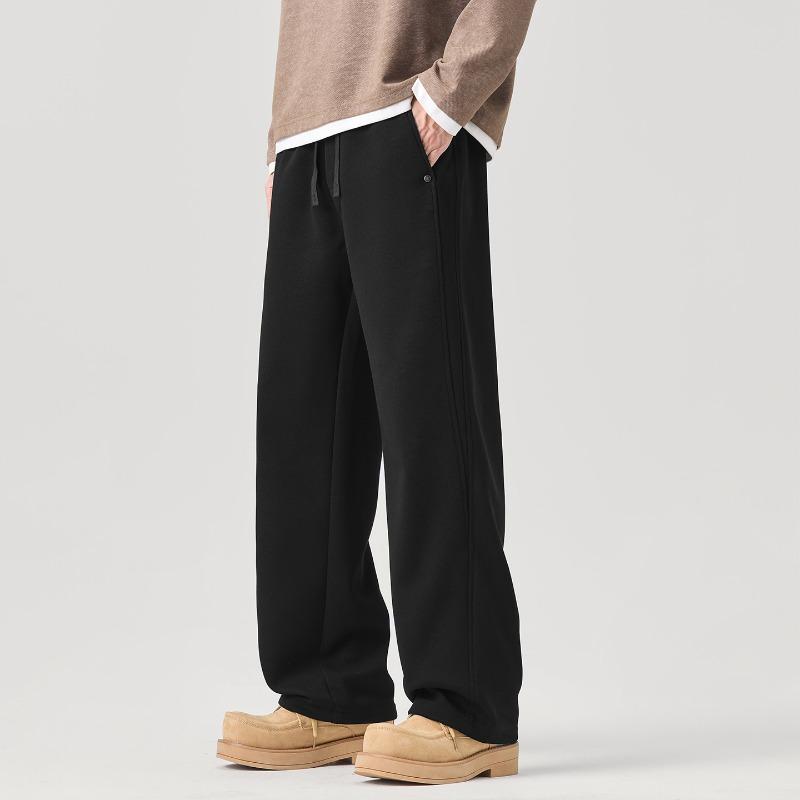 Spring Autumn Loose Casual Elastic Waist Wide Leg Sweatpants Male Lounge Pants Men Drawstring Trousers