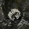 Korean Hollow Flower Design Open Ring - Cold Style, Versatile, High-End Fashion