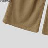 INCERUN Autumn Winter Men Twisted Ruffled Waist Solid Color Casual Corduroy Long Pants
