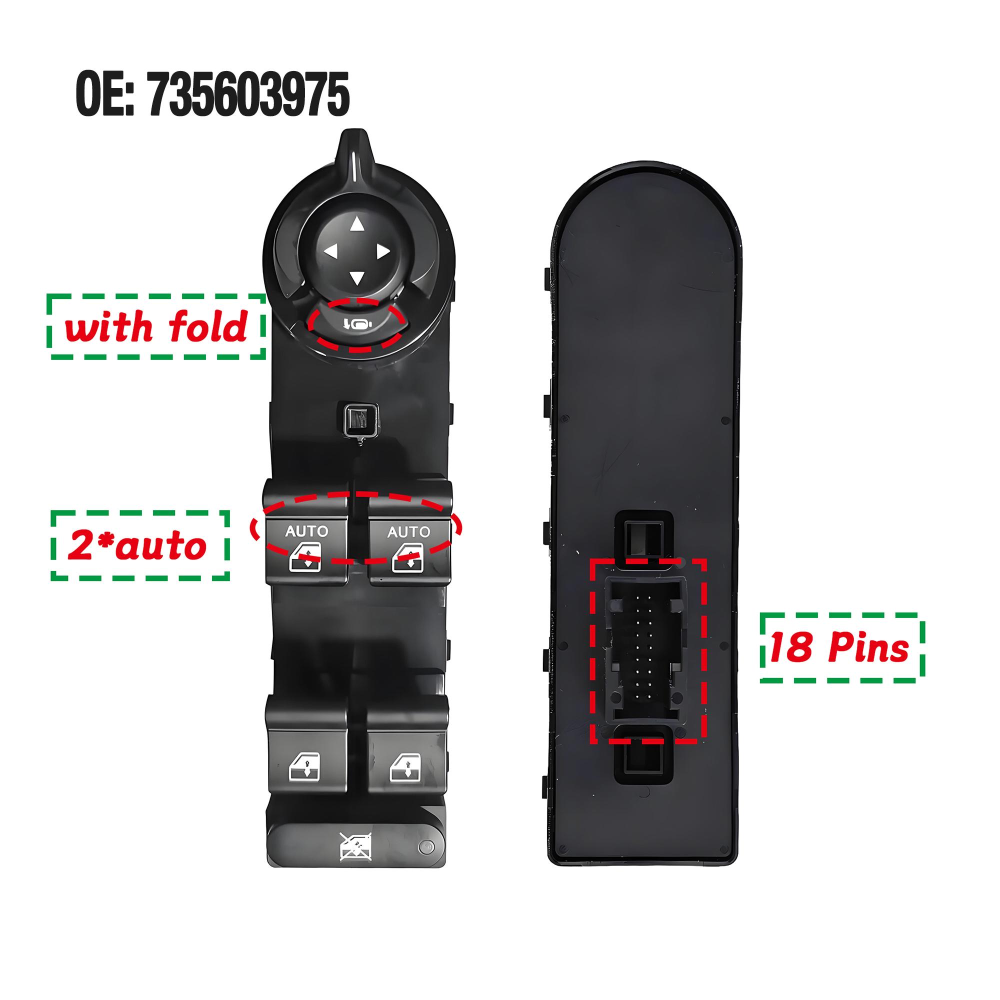 

735603975 7356039700 For For Jeep Renegade Liberty 2016-,Electric Lifter Power Window Master Control Switch Button withfold 735603975