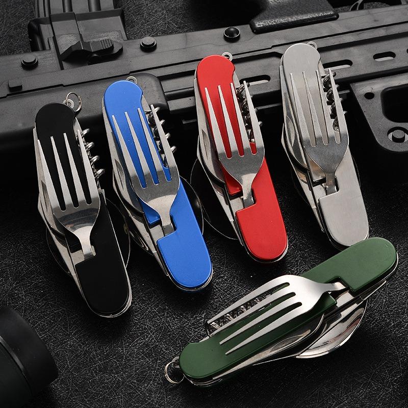 Mini Folding Detachable Combination Outdoor Hiking Travel Cutlery Multi-open Aluminum Handle Swiss Knife Gift Fruit Knife