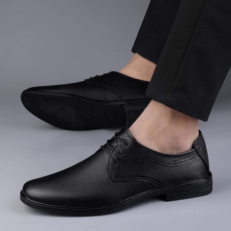 Fashion Men Lace-Up Oxfords Shoes New Genuine Leather Fashion Business Shoes Hot Sale Men Casual Shoes All-match Male Formal Dress Shoes