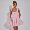 Rochie Mini Europeană cu Bretele Subțiri și Paiete, cu Fundă – Rochie Elegantă de Banchet de Ziua de Naștere, Stil Light Luxury
