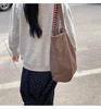 2026 New Ins Style Reversible Woolen Tote: Autumn/Winter Large Capacity Trendy Shoulder Shopping Bag