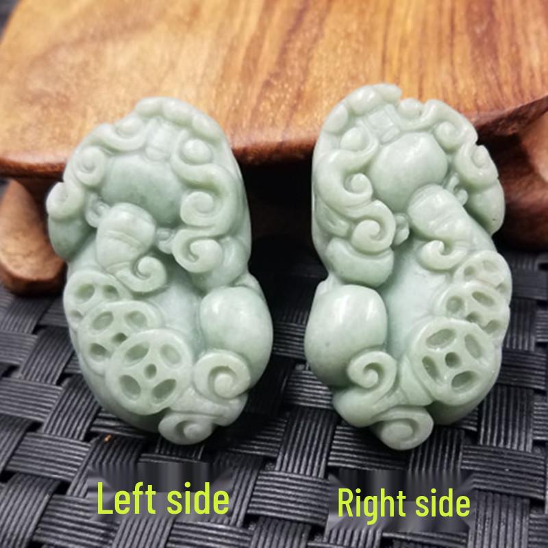 A-Grade Dark Green Scapolite Jade Pixiu Pendant for Couples Right Style: approx. 35x18 mm