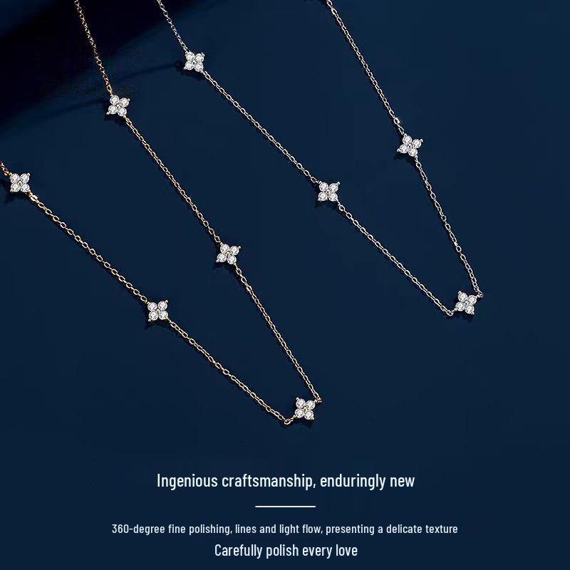 

Элегантное циркониевое колье «Четырехлистный клевер» - Роскошный чокер на ключицу для женщин