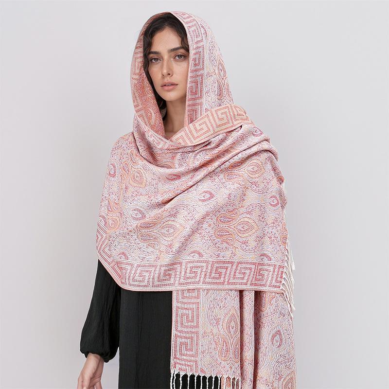 Bohemian Premium Versatile Scarf For Women Middle Eastern Jacquard Tassel Shawl For Women