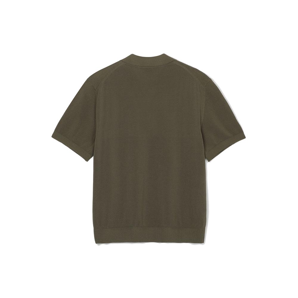 NOTIG Cotton Blend Solid Pique Collared Knit Khaki_Oks3Swts103Kk