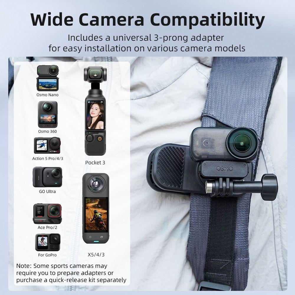 360 Rotatable Backpack Clip Clamp for DJI Osmo Nano/360/Pocket3/Insta360 Ace Pro