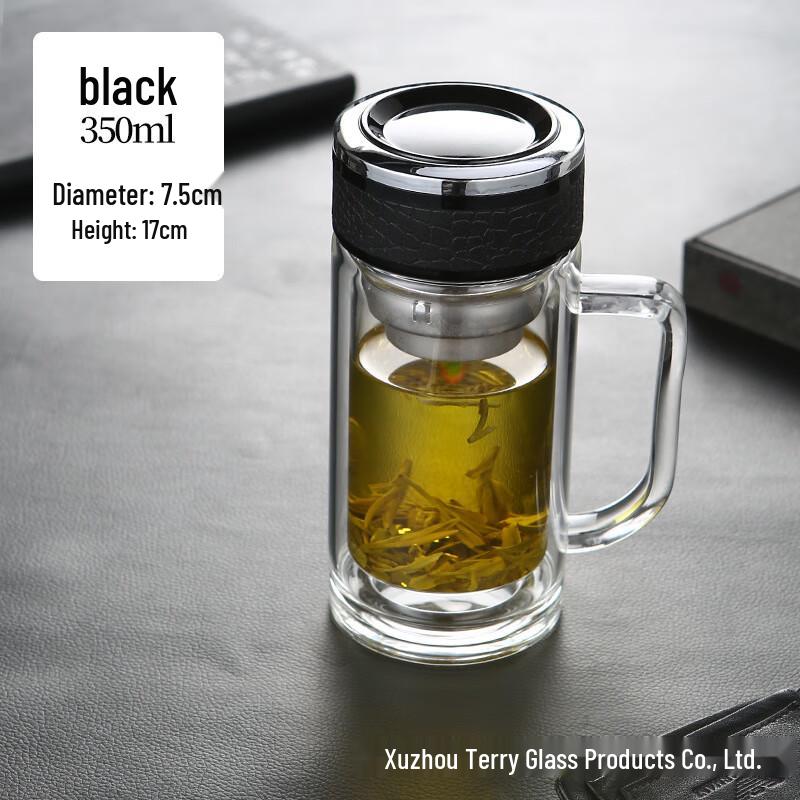 Double-Layer Borosilicate Glass Tea Infuser Mug